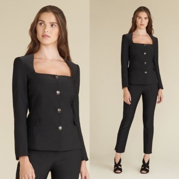 Veronica Beard Ria Collarless Jacket Black Blazer - Picture 2 of 9